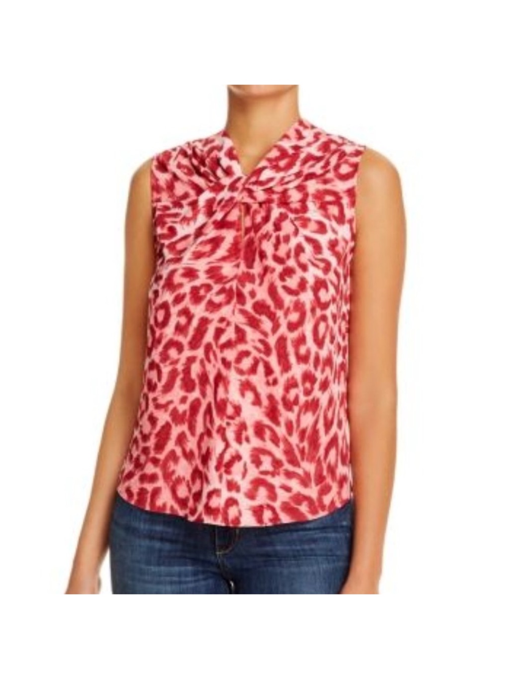 Kate Spade Pink Panthera Print Twist Neck Blouse Size 12